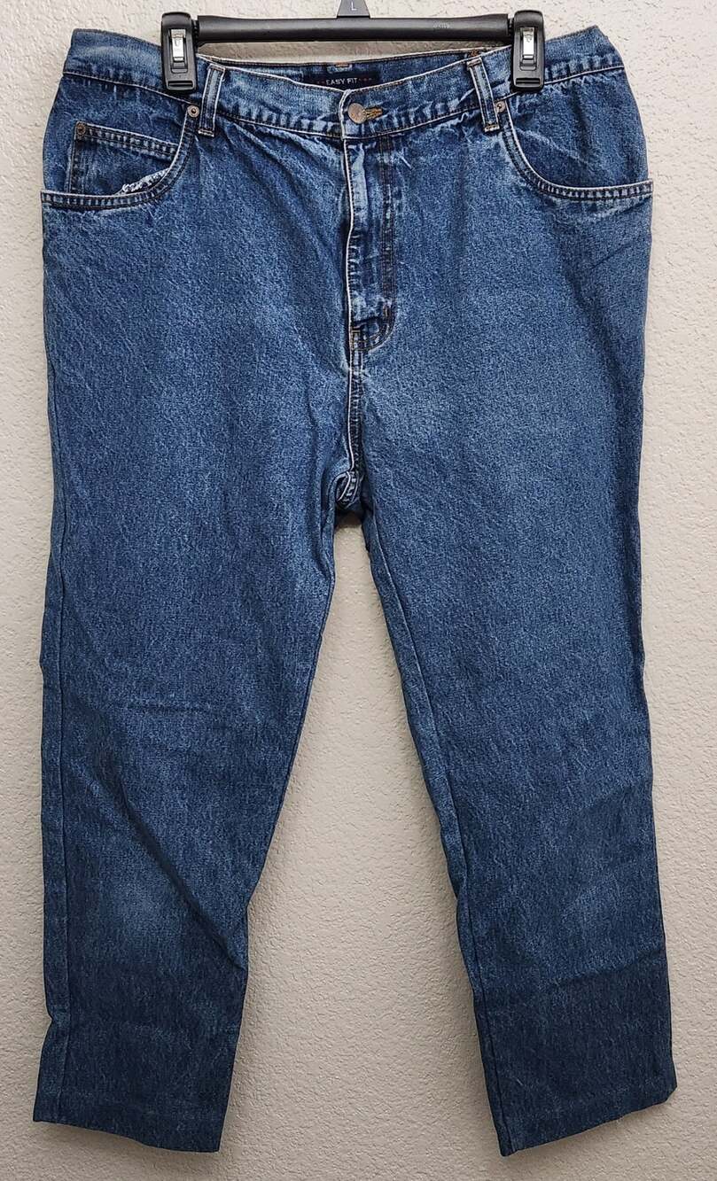 Bill Blass Woman Blue Easy Fit Tapered Legs Jeans 14 Lightweight 5 Pocket Design
